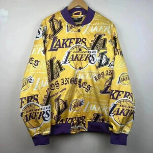 Vintage Los Angeles Lakers Satin Bomber Jacket - Bold Team Colors